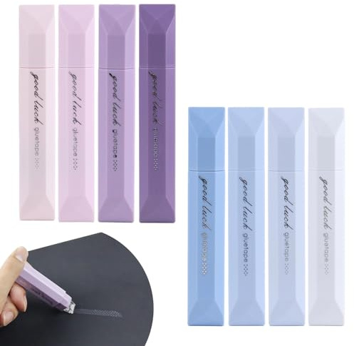DRADERCH 8 Pezzi Roller Colla Biadesivo, Penna Colla a Nastro Permanente per Scrapbooking, Foto, Fai da Te, Adesivo a Rullo per Scuola e Ufficio, Design Ergonomico