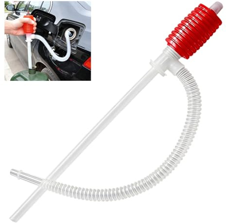 Pompe à Siphon Manuelle, Siphon Manuelle avec Tuyau, Pompe de Transfert Carburant pour Essence, Gasoil et Eau, Système de Transvasement Rapide pour Voiture, Moto, Tondeuse, Aquarium, Atelier