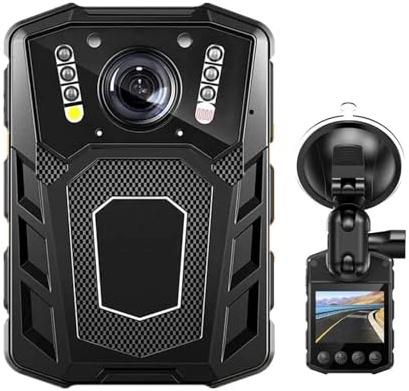 OutFyt Macchina fotografica del corpo 1080P Telecamera della polizia for visione notturna a infrarossi for auto Supporto a ventosa Videoregistratore DV for da 64 GB Mini telecamera,Serie Guardia