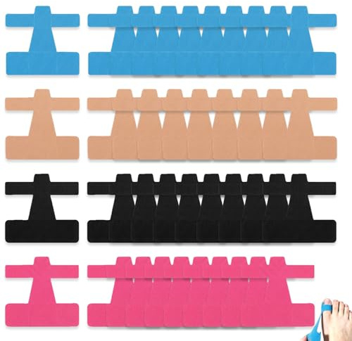 BCHMN 40 Pezzi Cerotti per Alluce Valgo, Correttore Alluce Valgo Professionale in Nastro logico Pre-tagliato, Tape logico Elastico e Traspirante per Protezione Dita e Piedi, 4 Colori