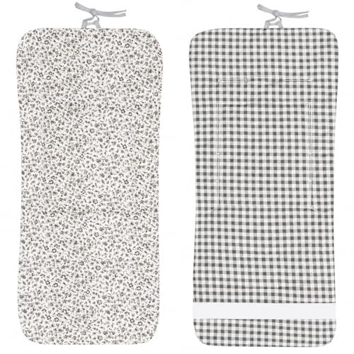Colchoneta Silla Paseo Universal Verano Funda Carrito Bebe 100% Algodon Transpirable Reversible Apta Silla Inglesina Suave Carro Bebe Altura Ajustable Hombros y Cintura Antideslizable (Flores Gris)