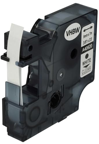 vhbw Schriftband-Kassette Ersatz für Dymo D1 | 40920 für Etiketten-Drucker 7m x 9mm Weiß auf Transparent