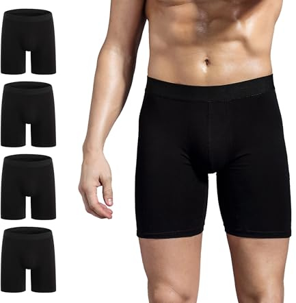 ZLYC Men's Long Leg Cotton Boxer Shorts Underwear | Anti Chafing Boxers,Soft, Breathable,Multipack,Tag-Free,Solid Color and Camouflage Designs,2 Pack,3 Pack,4 Pack