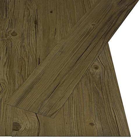 vidaXL PVC Laminat Dielen Selbstklebend Rutschfest Vinylboden Vinyl Boden Bodenbelag Fußboden Designboden Dielenboden Landhausdiele 4,46m² 3mm Braun