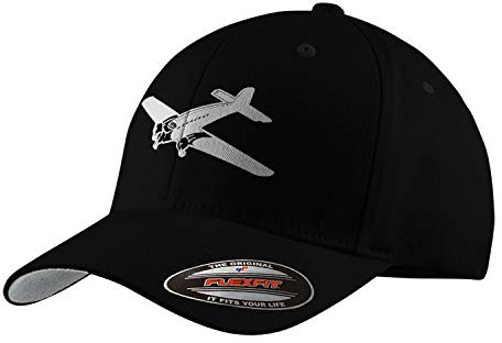 Copytec Ju 52 Tante JU Flugzeug Passagierflugzeug Transportflugzeug - Kappe #4706, Farbe:Schwarz, Flexfit Kappe:S/M