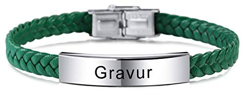 MeMeDIY Personalisierte Lederarmband Individuelle Gravur Name Datum ID für Männer Damen Jungen Mädchen Bester Freund Edelstahl Einstellbare Geflochtene Cuff Liebe Jahrestag Schmuck Geschenk