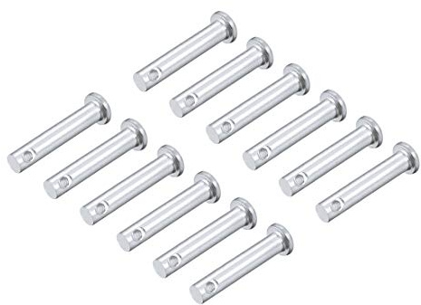 sourcing map 12 Stück Steckbolzen Einloch Gabelkopfstifte Gabelbolzen Flachkopf, 6mm X 30mm Splintstift Verzinkung Massiver Stahl Lochbolzen