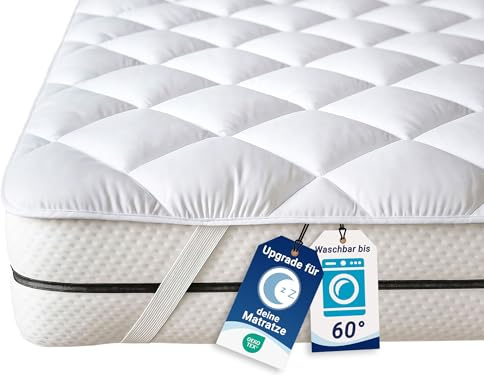 ZOLLNER 2er Set Matratzenschoner in 100x200 cm - Topper mit praktischen Eckgummis - für Allergiker geeignet – Polyester - waschbar bis 60°C - Hotelqualität