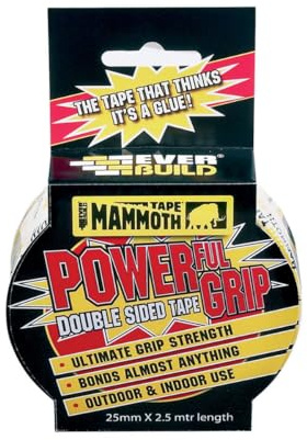 Everbuild Pack of 5 25mm x 2.5m Mammoth Tape Powerful Grip Tape Double sided