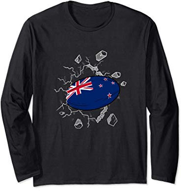 Neuseeland Rugby Trikot Neuseeland Flagge Rugby Ball Sport Langarmshirt
