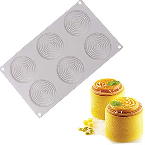 XLZSP Stampo in silicone antiaderente a 6 cavità a forma di spirale 3D per dessert, mousse, mousse, torte fai da te