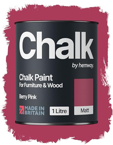 Hemway Chalk Paint Berry Pink 1L, Matt Finish Shabby Chic | Furniture Paint, Chalk Furniture & Walls, Quick Dry & 1 Coat