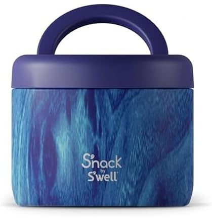 S'nack by S'well Stainless Steel Food Container, 24 Oz, Azure Forest, Double-Layered Insulated Bowls, BPA-Free