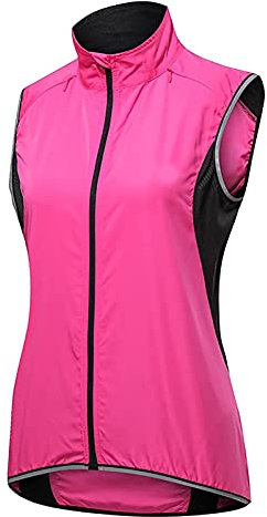 IQOAIJ Chaleco Cortavientos Ciclismo Mujer Chaleco Bici Reflectante Impermeable Chaleco Bicicleta Transpirable Chaleco MTB Sin Mangas Chaqueta,Rosado,XL