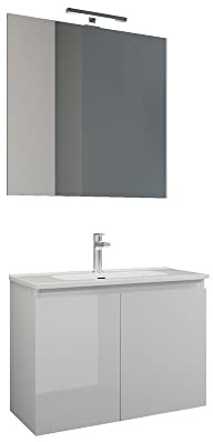 Mama Store ATENA2 60, Mobile 2 ante 60 cm, Bianco Lucido Laccato, L. 62 X P. 47 X H. 53 CM