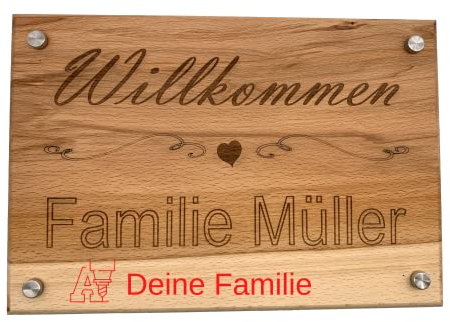 Holzschild aus Buchenholz mit persönlicher Gravur 30x20 cm (30 x 20 cm)