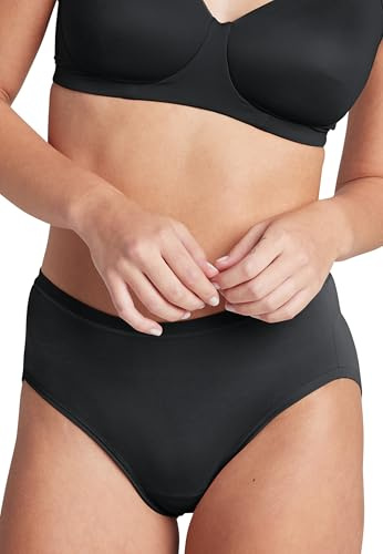 Jockey Worry Free Hipster - Menstruationsunterwäsche, auslaufsichere Perioden Unterwäsche, Unterhosen Damen für leichte bis mittelschwere Regel, Baumwoll Unterwäsche Damen, in Schwarz