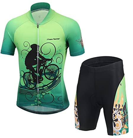 Amur Leopard Kinder Jungen Radtrikot Set Mädchen Fahrrad Trikot Kurzarm & Radhose mit Sitzpolster Radsport Anzüge