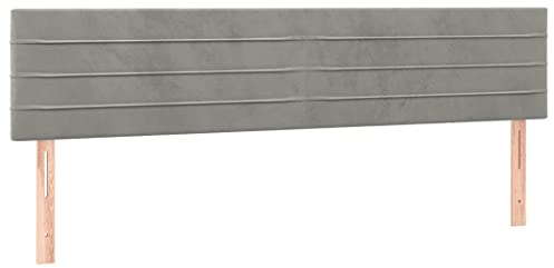 vidaXL Kopfteil, Bettkopfteil mit Holzbeinen, Höhenverstellbar Polsterkopfteil für Bett, Betthaupt Bettzubehör Schlafzimmer, Hellgrau 200x5x78/88cm Samt