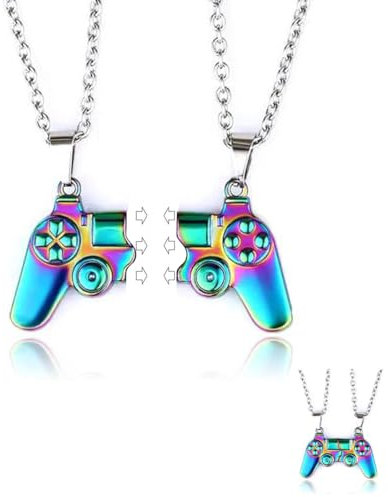 CMUYKIBU Damen Magnetische Halskette,Damen Halskette Paar-Halskette Game Controller Anhänger Halskette,für Paare Oder Beste Freunde