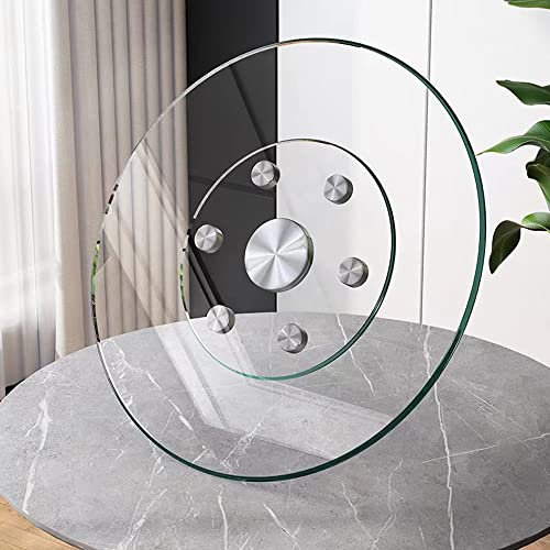 BIRLD Lazy Susan Esstisch Drehteller Für Küche 100cm Gehärtetem Glas-Drehteller Serviertablett Schwerlast Rotating Tablett Rotierendes Tablett Mit Zusatzrädern (Color : 70cm/27in)