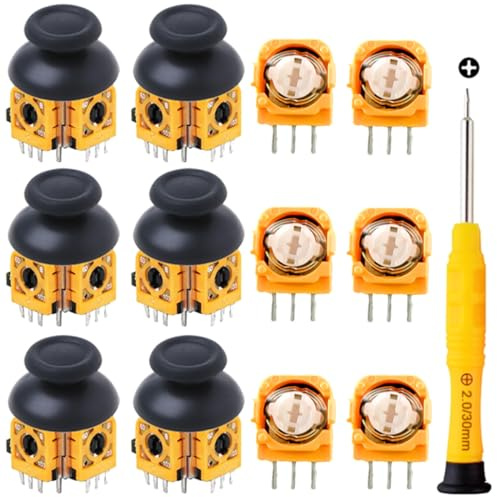 ZHUROUPU 6 Pcs 3D Joystick Module Analog Sticks Replacement Kit and 10K Trimmer Potentiometer for Dualshock 4 for PS4 Controller with fix tool