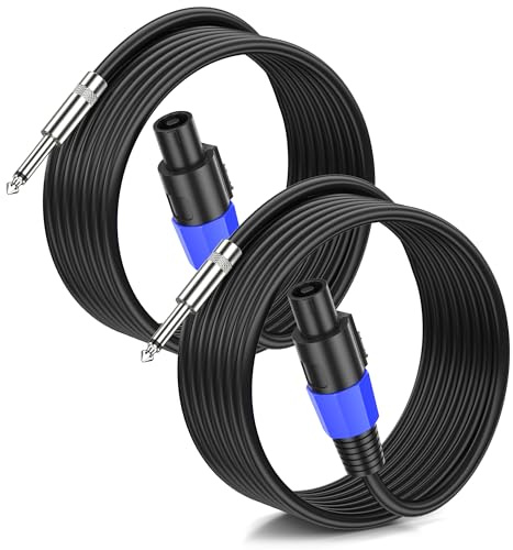 Jumwa 30M 2Pack Speakon auf 6.3mm Klinke Lautsprecherkabel mit Twist Lock 15 Guage Professionelles Kabel für DJ & PA