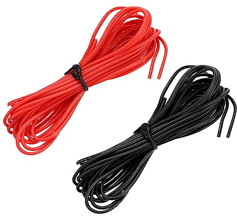 sourcing map 24 Gauge Silicone Wire 24AWG Electrical Wire Stranded Wire Flexible Tinned Copper Wire High Temp Hookup Wire Black and Red 3.0m/10ft for Car Model Electric Appliances 2pcs