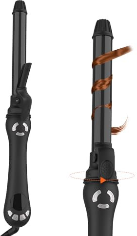 Layhou 360°Automatic Rotating Hair Curler Single Tube Curling Wand and PTC Plate 30s Fast Heating Ceramic Ionic Curling Tongs 25mm for Long Hair, Adjustable Temperature 120°C-230°C