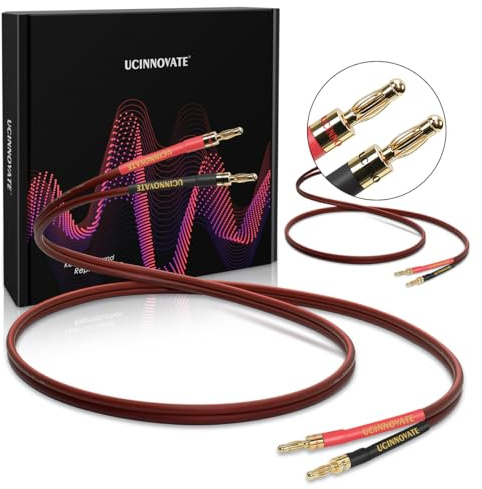 VVFLED OFC Speaker Cable with Gold-Plated Banana Plugs, 2 Pack 9.8ft/3m 14 Gauge HiFi Speaker Wire with Banana Plugs, Home Theater Speaker Wire Cable for Hi-Fi & Home Audio, Amp, Vintage Speakers
