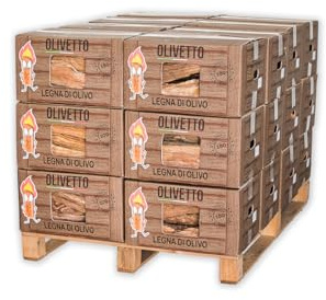 FE.MI.RO Legna da Ardere per Camino e Stufa a Legna – Legno per Camino in Scatola da 10 kg – Legna da Ardere di Olivo Secca – Legna per Camino su Bancale 240 kg – Ideale per Camini e Barbecue
