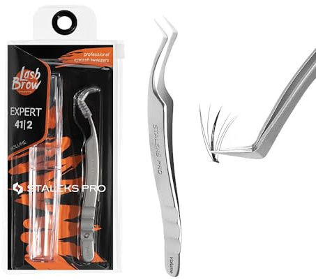 STALEKS PRO Expert 41/2 Pince à épiler professionnelle en acier inoxydable pour extension de faux cils NNTE41.2
