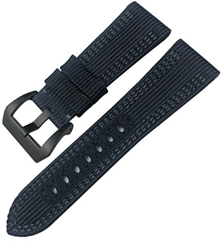 SOMKB Correa de reloj deportivo de lona y cuero, para Panerai Luminor sumergible PAM serie 24 mm 26 mm, correa de reloj de tela de nailon para accesorios de repuesto de 22/24 mm, 26mm, Agate