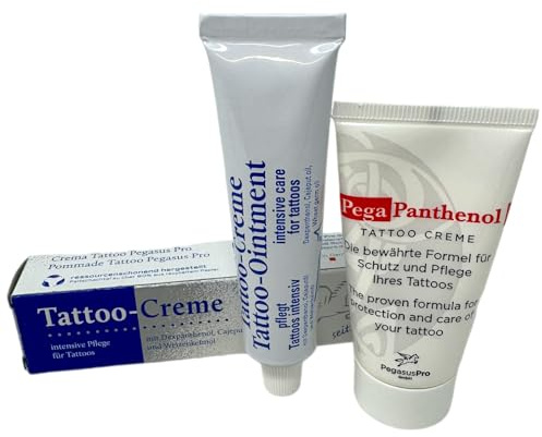 Pegasus Tattoocreme - Pflegepack 2x Creme, siehe Foto - von INKgrafiX® - IG68613 Pflege Aftercare Tattoo Creme