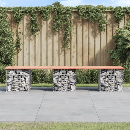 Tidyard Gabion Baskets Garden Mesh Wire Cages Garden Bench Outdoor Chair with Gabion Design 203x44x42 cm Solid Wood Douglas Outdoor Furniture