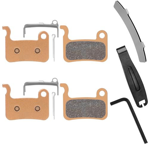 2 Pairs Sintered Metal Ebike Bike Brake Pads, Compatible for Shimano Brake Pads Deore XT SLX Hone Alfine Saint LX M596 M595 XTR M975 M966 M965, Electric Scooter MTB Bicycle Disc Brake Pads with Tools