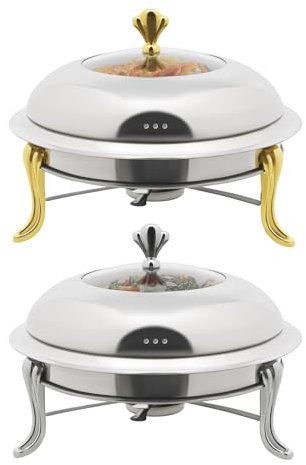 Biniliubi - Calentador de platos con tapas de acero inoxidable, cocina para comedor con placa de cocina profesional, mantenimiento caliente recipiente plato calor buffet Chafing Dish placa calefactora