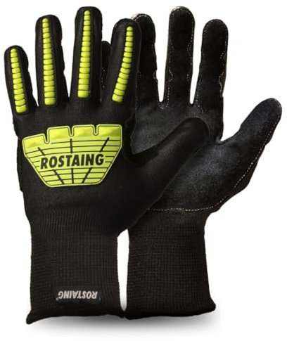 ROSTAING RESCUEPRO - Paire de Gants de Chantier - Pour Gros Travaux Intensifs - Avec Renforts Jaune Fluo pour les Activités de Bricolage - Protection des Chocs & Anti-Coupures