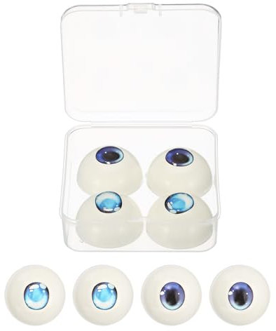 PATIKIL 32 mm Realistic Eyes Big Eyeballs, 2 Pair Acrylic Scary Half Round Fake Eyes Props for Halloween Party Horror Mask DIY Craft Decoration, Light Blue Dark Blue