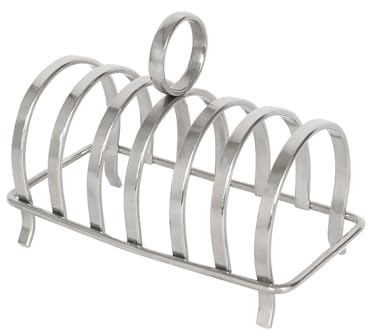 Argon Tableware Grille-Pain en Acier Inoxydable - 6 Tranches - 1x Métal Cuisine Accessoires Pain Tranche Titulaire Rester Organisateur Plat Plateau avec Poignée