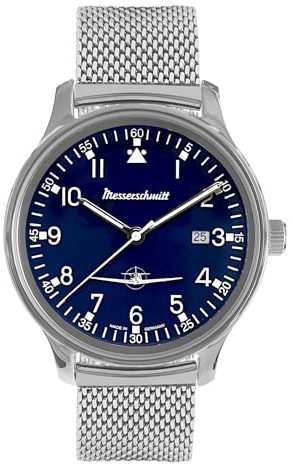 Messerschmitt Herren-Fliegeruhr Mesh-Band Blau ME42-108M