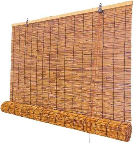 Schilfrohrrollos,Terrasse Schilfrolllos,Raffrollos,Veranda Verdunkelungsrollos,Vintage Schilfrollo mit Aufzug,Schilfrohrrollo Sichtschutz Einfache Installation