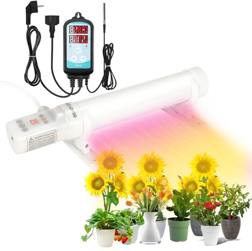 Chauffage à effet de serre de 240 W, chauffage électrique pour serre, protection contre le gel avec thermostat, temps de réservation, temps de cycle, chauffage de 8 m², serre, cave à vin