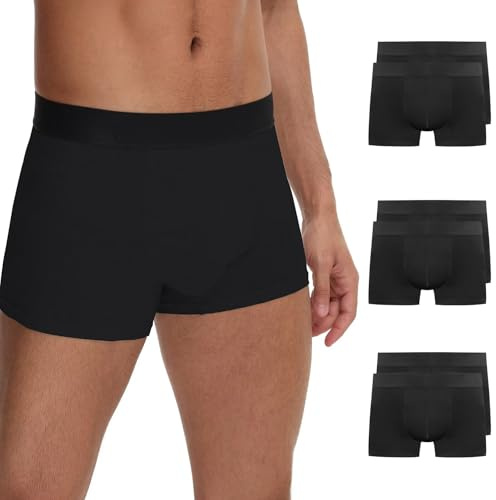 TUUHAW Mens Underwear Boxers for Men Large Underpants for Men UK Pants Trunks Black Hipster Cotton Boxer Briefs Breathable Moisture Wicking Anti Chafing for Running Sports 6 Pack