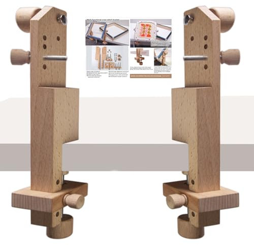 Stickrahmenhalter mit Stickrahmen, Holz, Stickrahmen, Stickständer, Nähständer für Schreibtisch