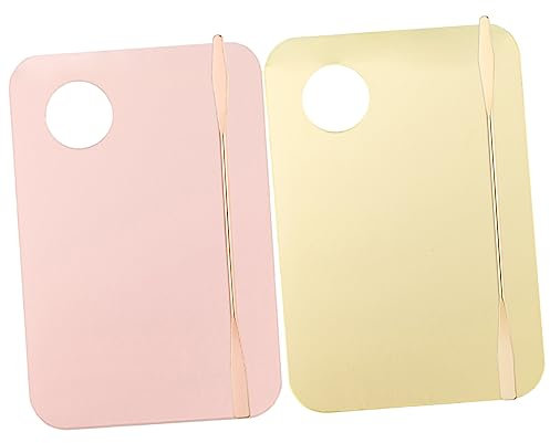 DRESSOOS 2set Portable Makeup Plate Cosmetic Plates and Spatulas for Foundation Mixing Eyeshadow Palette Tool for Makeup Artist