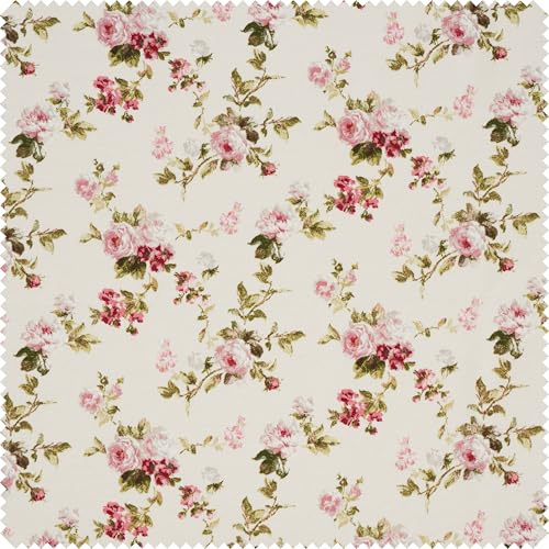 VBS Marktplatz Motiv-Stoff Leinenoptik Rosen 140 cm breit einseitig bedruckt Motivgröße 3.5-12.5 cm Ökotex 100 Baumwolle Polyester waschbar bei 30°C im Schonwaschgang