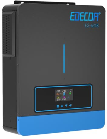 EDECOA 6200W 7000VA Solar Power Inverter 48V DC to 230V 240V AC Hybrid All-in-One Inverter Off-Grid with 120A MPPT Solar Charger Controller EG-624B (Compatible with Wireless Module ED-BW)