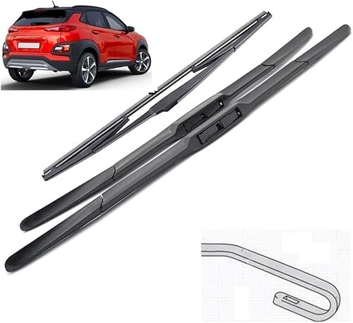 MaZHIYIn Escobilla Kit de Alto Rendimiento, Fácil Instalación, Hojas Planas Originales,para Hyundai Kona 2017-2023,26in+16in+12in