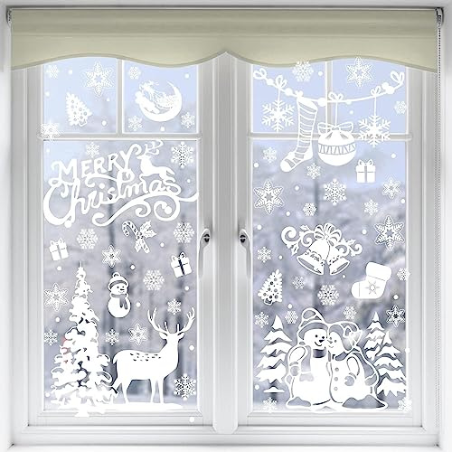 DERAYEE 8 Feuilles Autocollant Noël Stickers Fenêtre Reutilisable,Stickers Blanc Noel Fenetre,Décoration Vitre Noël Fenêtre